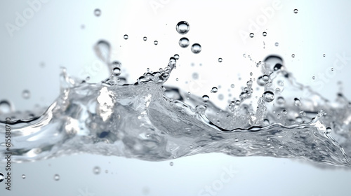 Water droplets spray splash stream bubbles white background AI Generated image