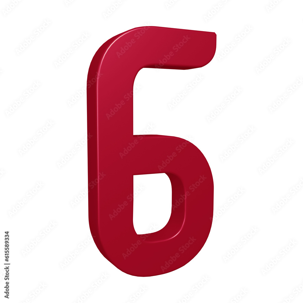 Number 6 in 3d rendering for math, business and education concept Number 6 in 3d rendering for math, business and education concept