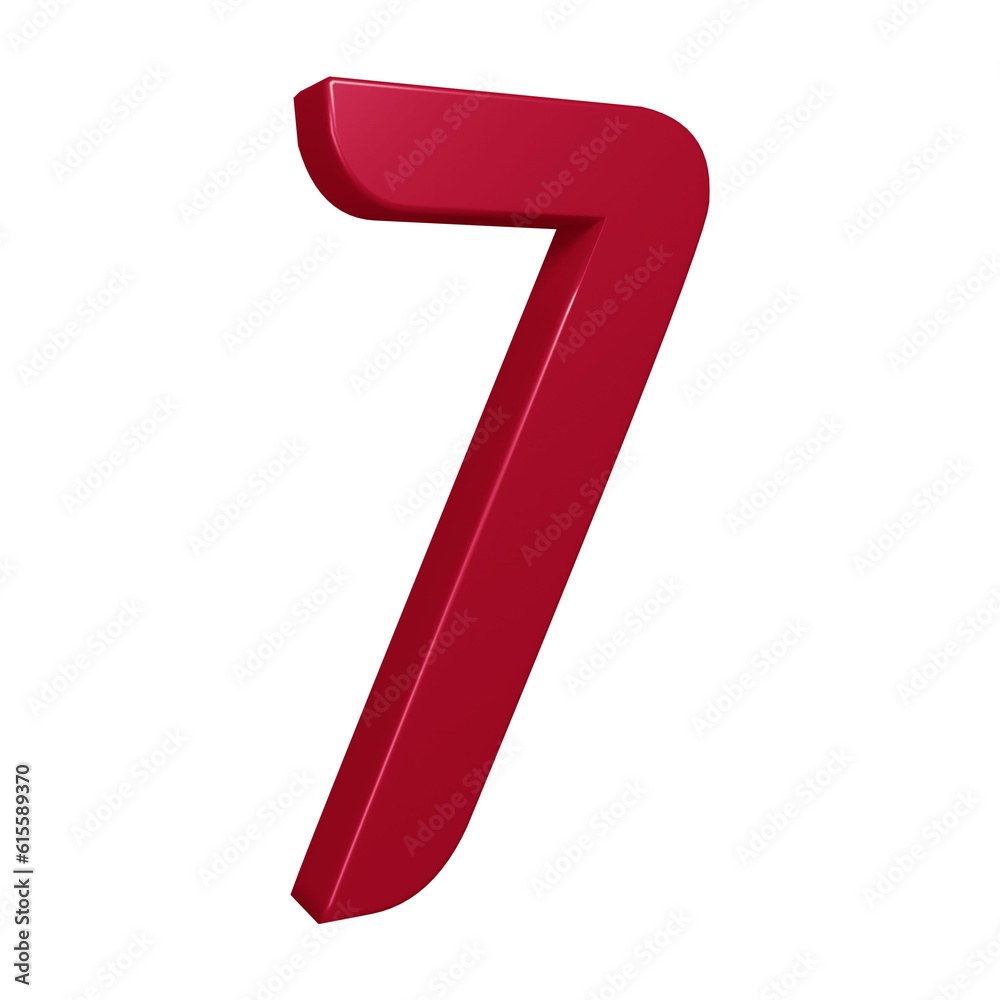 Number 7 in 3d rendering for math, business and education concept Number 7 in 3d rendering for math, business and education concept