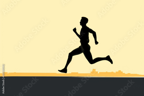 A captivating photograph capturing the essence of sports and athleticism  featuring a silhouette of a man running towards the sunset  imbued with a sense of freedom. Generative AI Technology