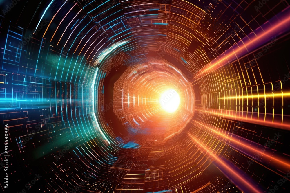 Fototapeta premium vibrant and illuminated tunnel with a mesmerizing glow