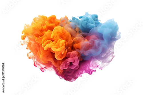Pink, blue, orange, and purple smoke bombs, colorful, isolated on white and transparent background, created with Generative AI technology