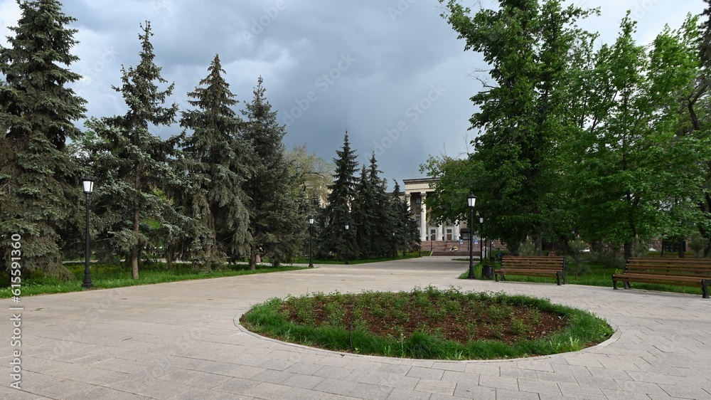 Almaty city, Kazakhstan, park on Ablay-khan street,
