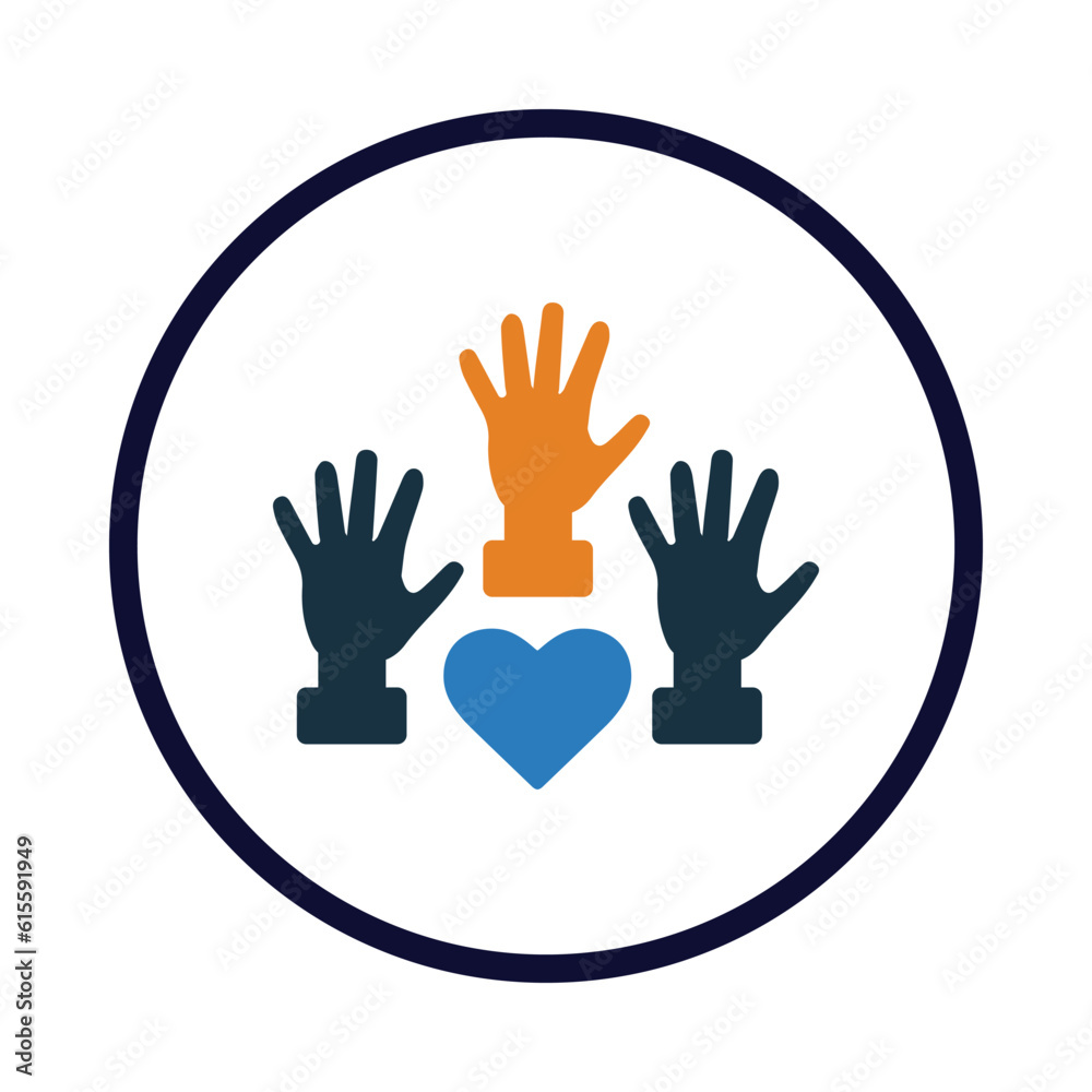 hands with hearts, charity, Volunteers, organization of volunteers, raised helping hands icon hands with hearts, charity, Volunteers, organization of volunteers, raised helping hands icon