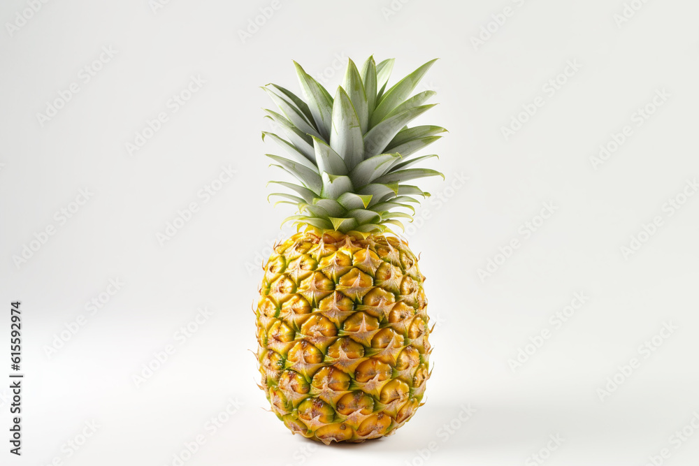 Pineapple on white background. Fresh sweet pineapple fruit. Ai Generative.