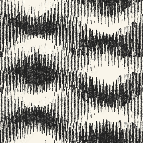 Monochrome Distressed Knit Textured Wavy Pattern