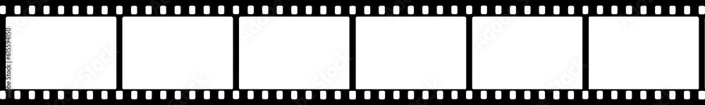 35 mm filmstrip with six frames with transparent  background (PNG image) for banners, mockups, designs etc.