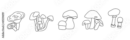 Mushroom Set Line Art Logo