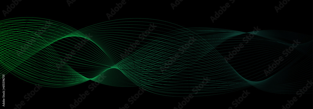 Abstract motion wave lines vector background in green