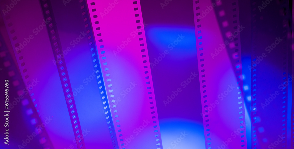 colorful abstract background with film strip. film premiere film production festival film industry concept.