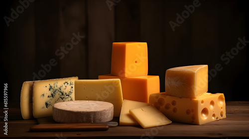 Cheese, cheese, cheese board, yellow cheese - Generative AI
