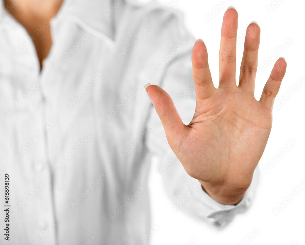 Obraz premium Businesswoman Finger Pressing an Imaginary Button