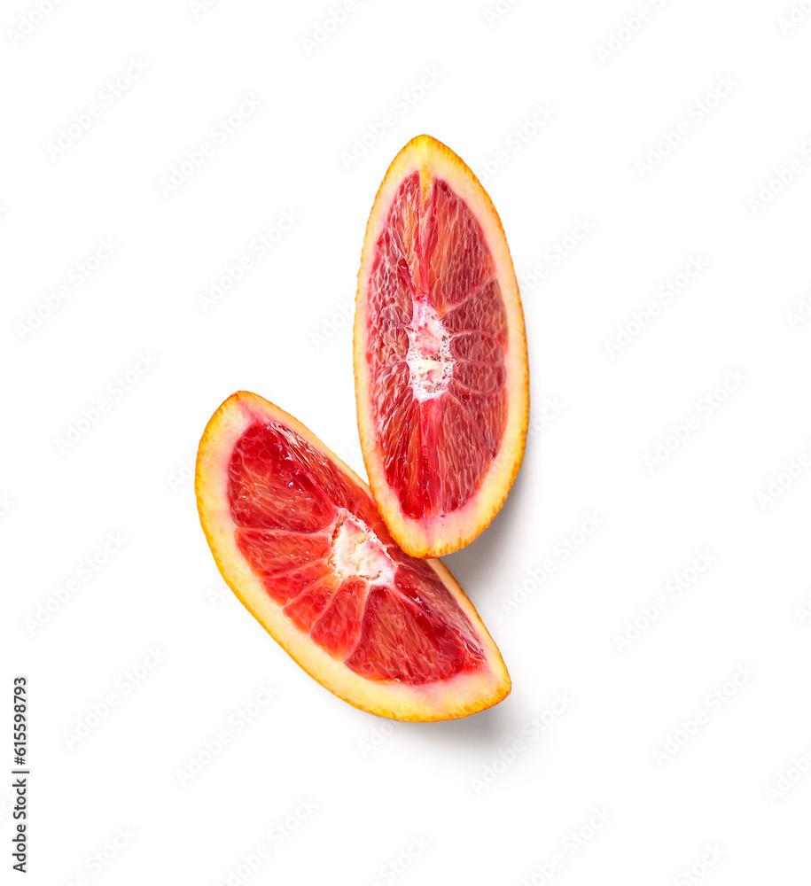 Tasty slices of blood orange fruit on white background Tasty slices of blood orange fruit on white background