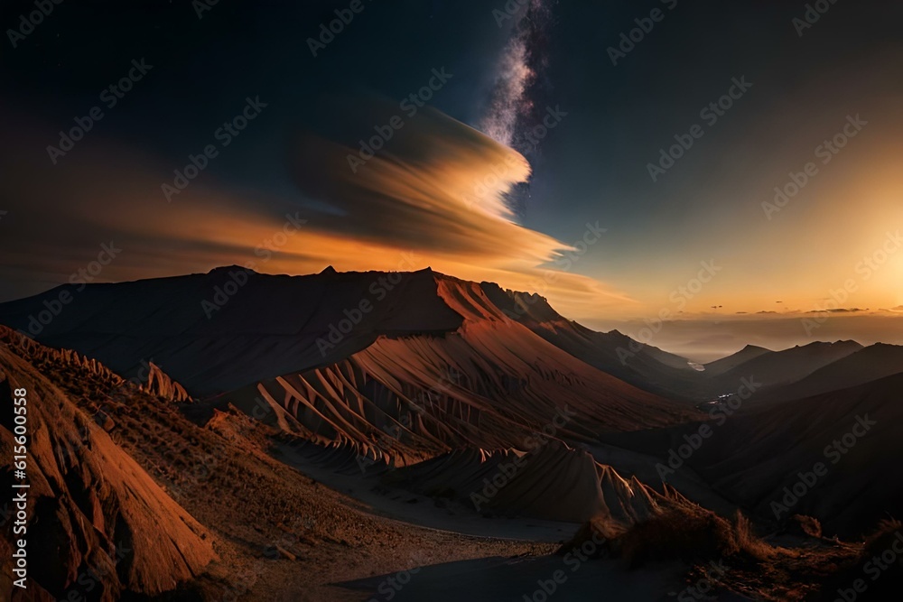 sunset in the mountains  generative by Al technology