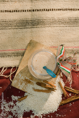 In Mexico, a table is set with delicious food and refreshing drinks like horchata.