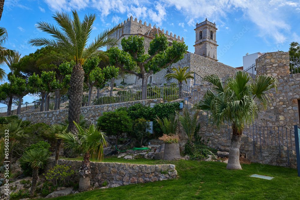 View of Peniscola Castle from the beautiful garden at the foot of the castle.