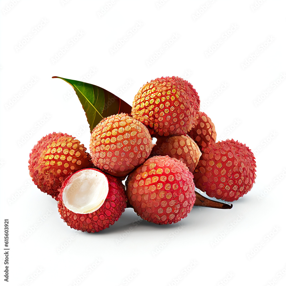Extra fresh lychees isolated in png format on white background studio close up minimalist packshot mode. AI Generative image Extra fresh lychees isolated in png format on white background studio close up minimalist packshot mode. AI Generative image