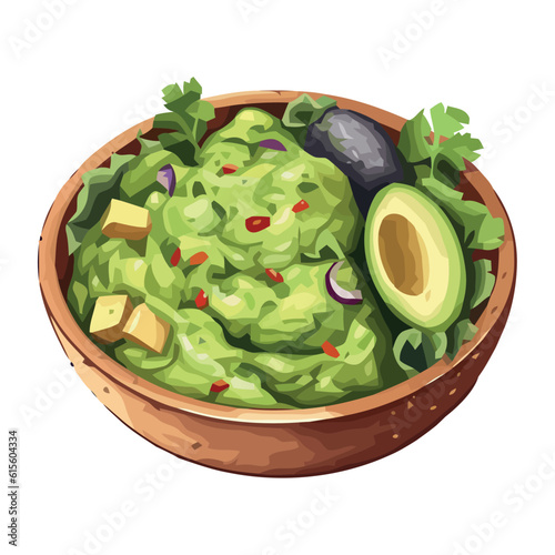 Gourmet guacamole bowl with fresh ingredients