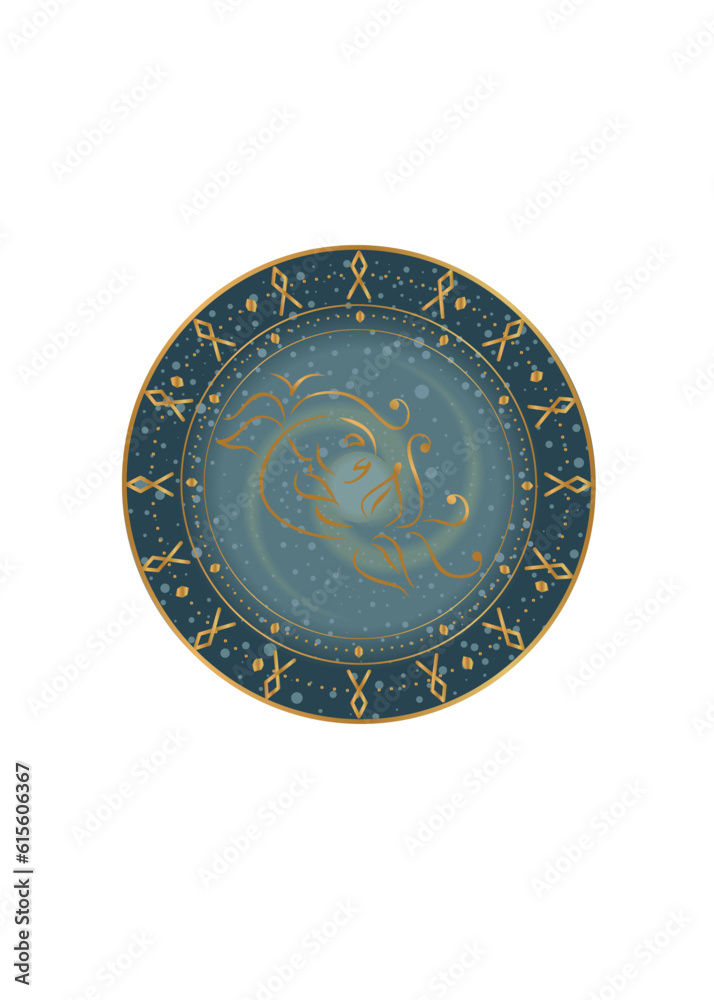 The illustration - zodiac sign in the gold color.
The illustration - zodiac sign in the gold color.