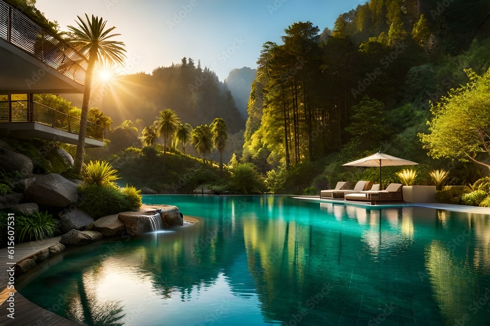Poolside Wonders: Catchy AI-Generated Landscape and Pool Designs