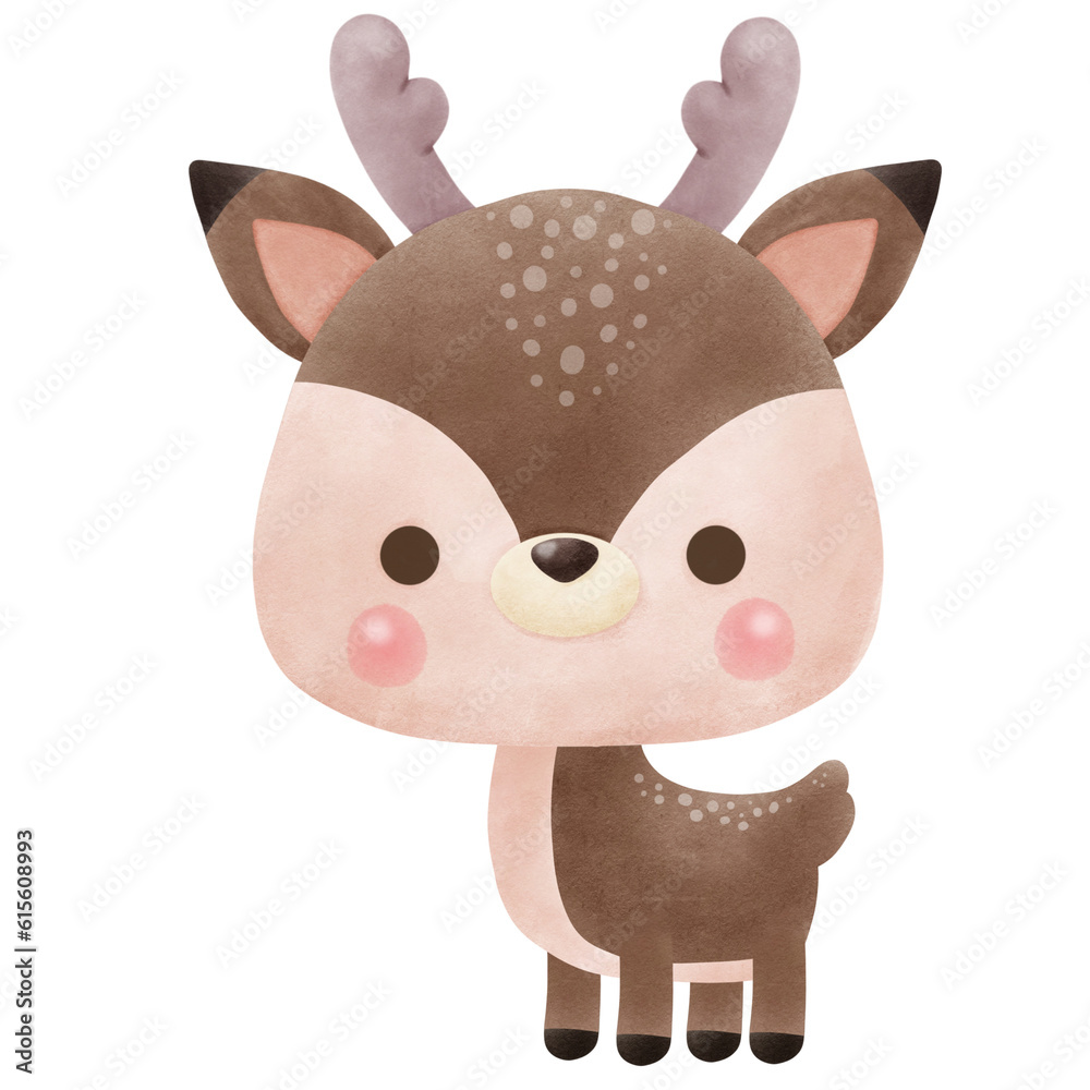 Cute deer animal watercolor style ement llustration