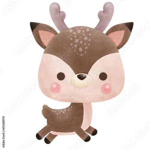 Fototapeta Naklejka Na Ścianę i Meble -  Cute deer animal watercolor style ement llustration