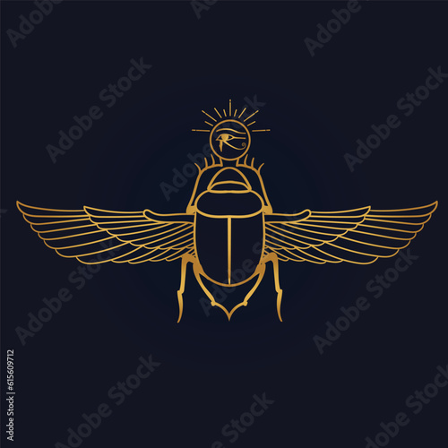 Egyptian Scarab and Holy Egyptian eye of horus with wings 