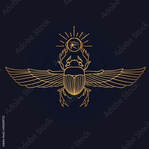 Egyptian Scarab and Holy Egyptian eye of horus with wings 