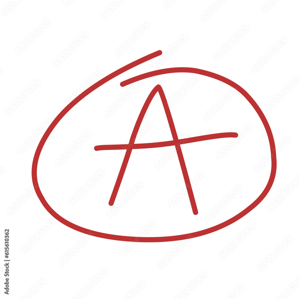 Red grade letter.red circle mark.grading circle Red grade letter.red circle mark.grading circle