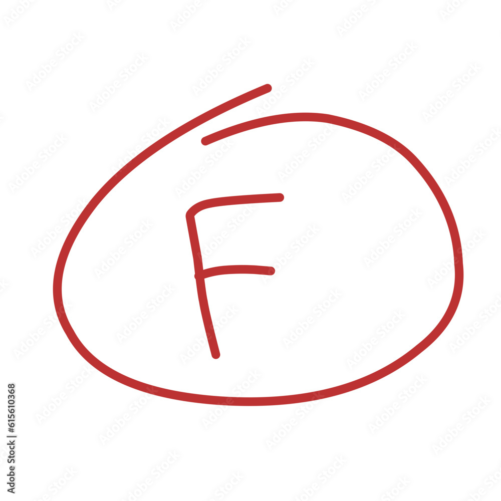 Red grade letter.red circle mark.grading circle Red grade letter.red circle mark.grading circle