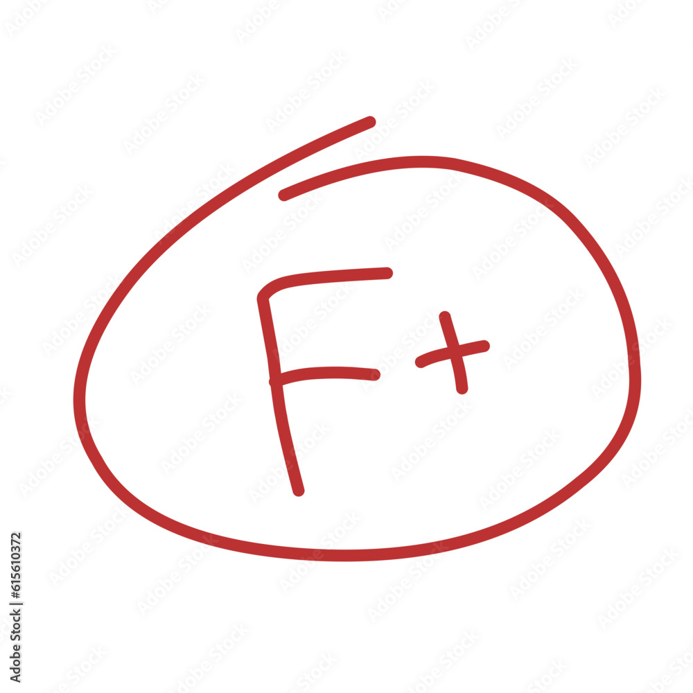 Red grade letter.red circle mark.grading circle Red grade letter.red circle mark.grading circle