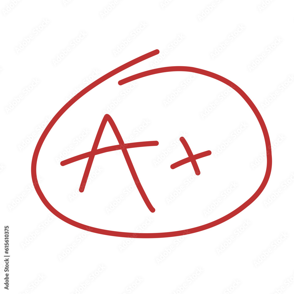 Red grade letter.red circle mark.grading circle Red grade letter.red circle mark.grading circle