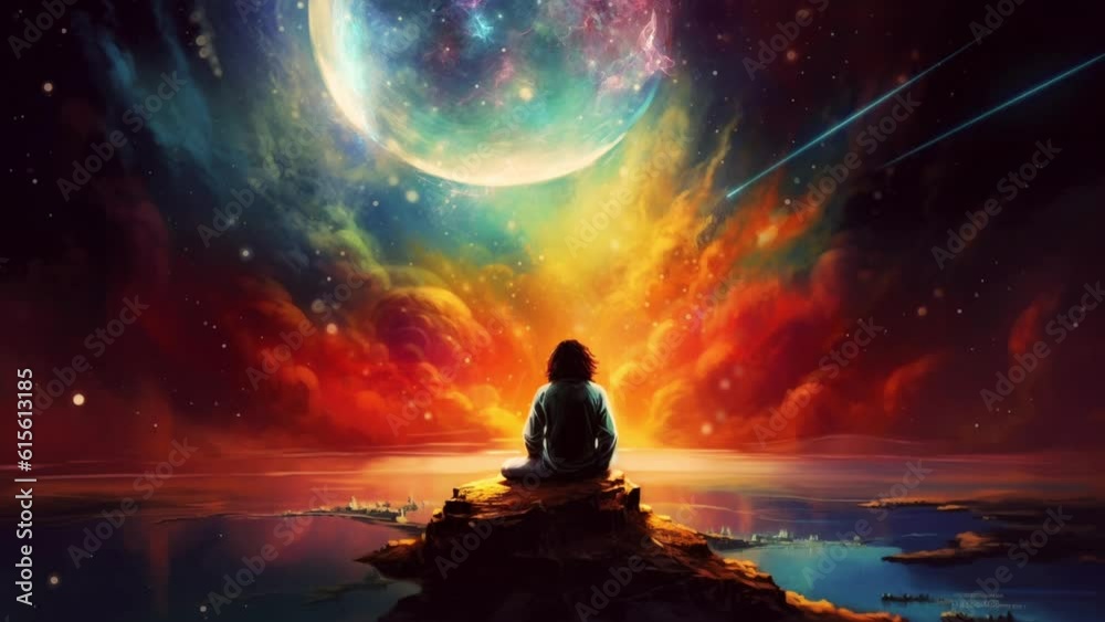 person in the night, meditation, Generative AI person in the night, meditation, Generative AI