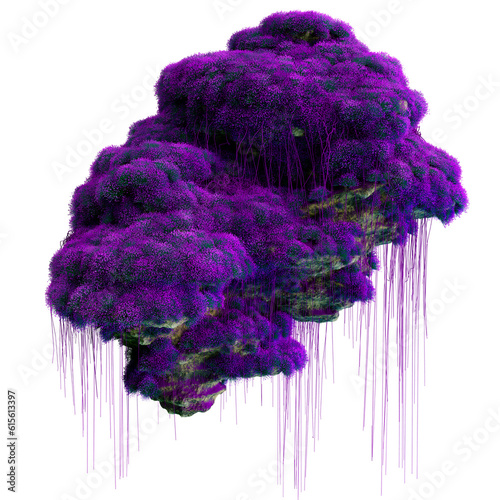 Fototapeta Naklejka Na Ścianę i Meble -  Fantasy tropical purple jungle alien environment. Avatar style floating islands and floating cliffs