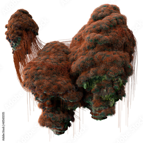 Fototapeta Naklejka Na Ścianę i Meble -  Autumn fantasy flying islands avatar pandora planet. Orange and red jungle on floating cliffs
