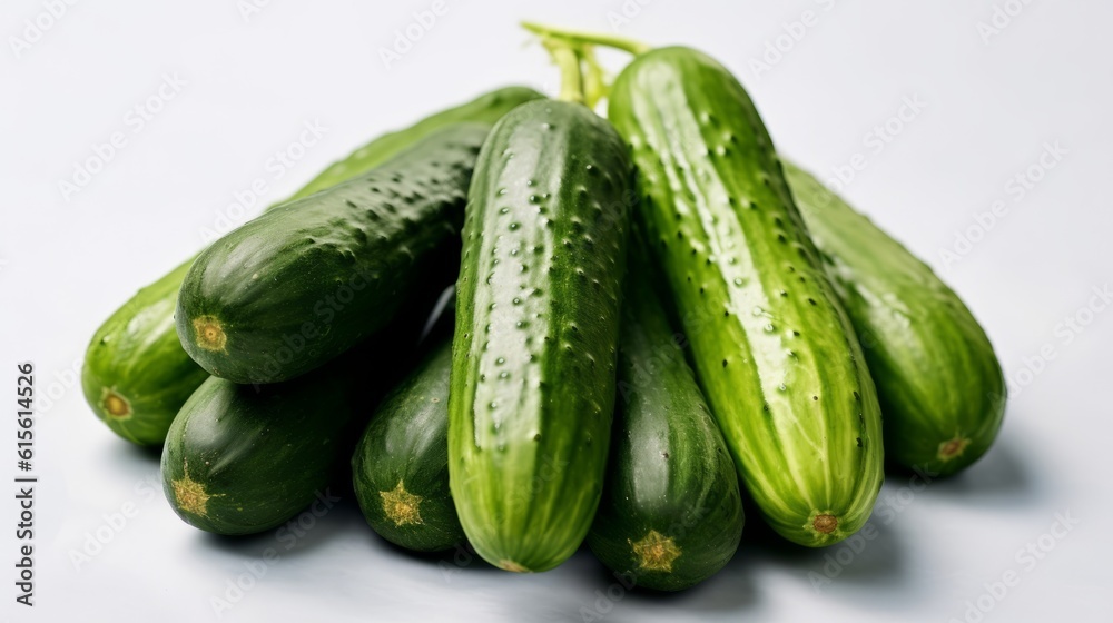 Cucumber on white background. Created with Generative AI technology. Cucumber on white background. Created with Generative AI technology.