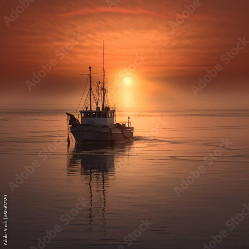 Fishing Boat at Sunset © O-Foto