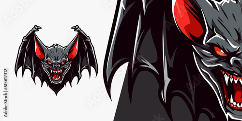 Eye-Catching Vampire Bat Logo: Dynamic Illustration for Competitive Teams