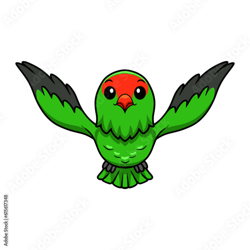 Cute black winged lovebird cartoon flying