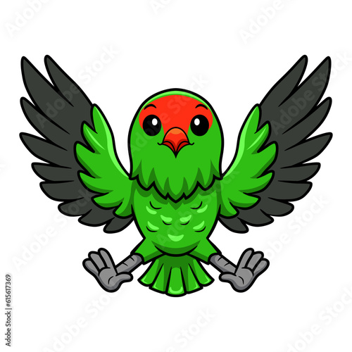 Cute black winged lovebird cartoon flying