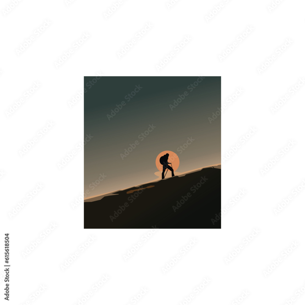 Fototapeta premium person climbing up the mountain