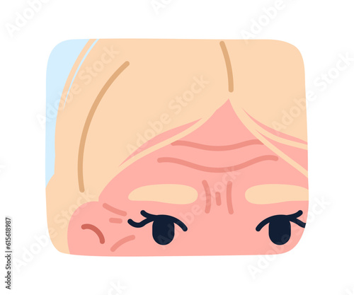 Woman with wrinkles on face concept
