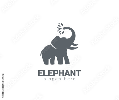 Elephant Logo water hipster vintage vector icon illustration stock 