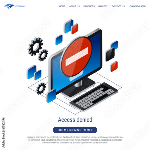 Access denied 3d isometric vector concept illustration