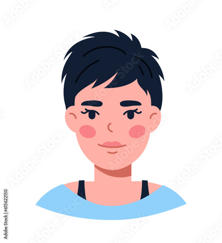 Young girl with black hairstyle concept