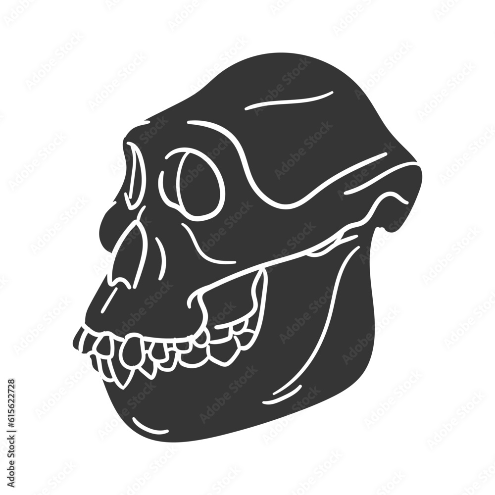 Australopithecus Skull Icon Silhouette Illustration Prehistoric Human 