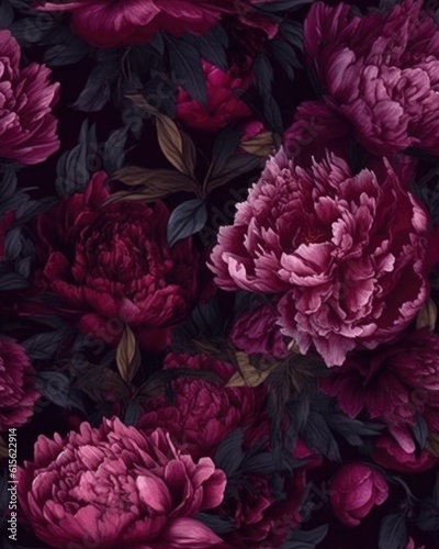 peonies illustration - seamless digital pattern for textiles  fabrics  souvenirs  packaging. AI generated