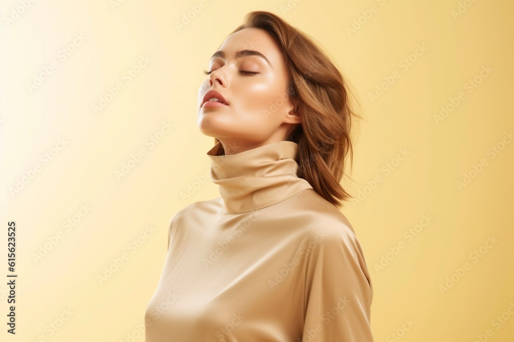 A captivating portrait captures the beauty of a young woman, her face filled with an expression of awe and astonishment. A captivating portrait captures the beauty of a young woman, her face filled with an expression of awe and astonishment.