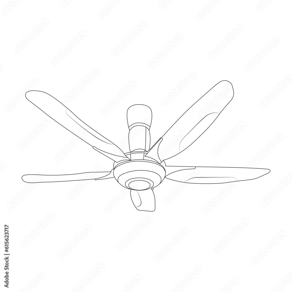 Vetor de Five-bladed electric ceiling fan with a realistic abstract art ...