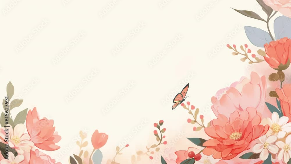 Flowers and butterfly seamless loop Flowers and butterfly seamless loop